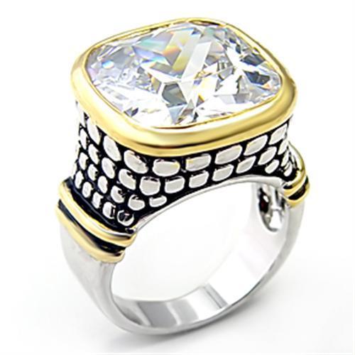 Reverse Two-Tone Brass Ring with AAA Grade