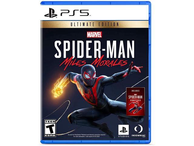 Sony Playstation 5 825GB Disk Console, UHD Blu-ray, Two White Wireless Controllers, Marvel's Spider-Man: Miles Morales with Mazepoly Dual Charger Dock for PS5 Controller
