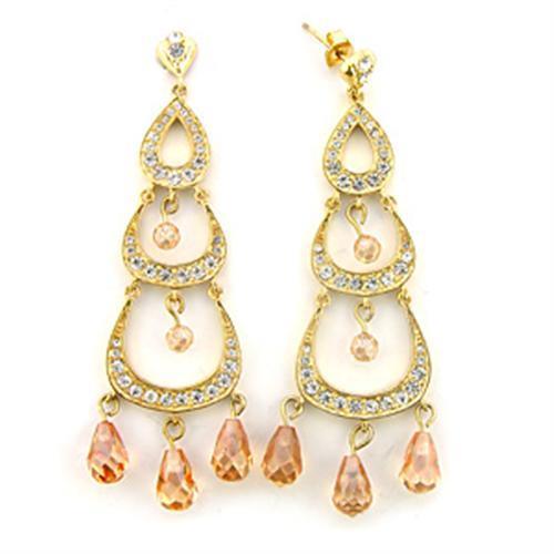 Gold 925 Sterling Silver Earrings with AAA