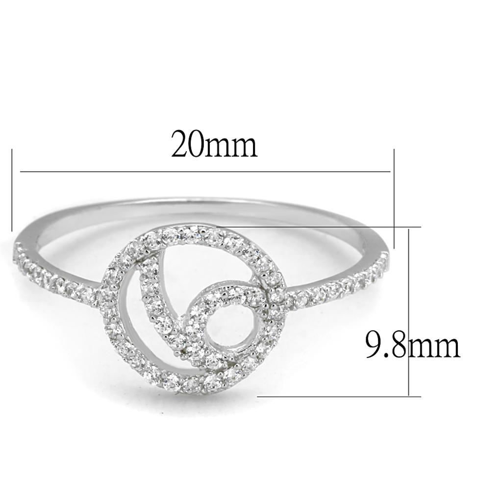 Women's Rhodium 925 Sterling Silver Ring with AAA Grade CZ  in Clear