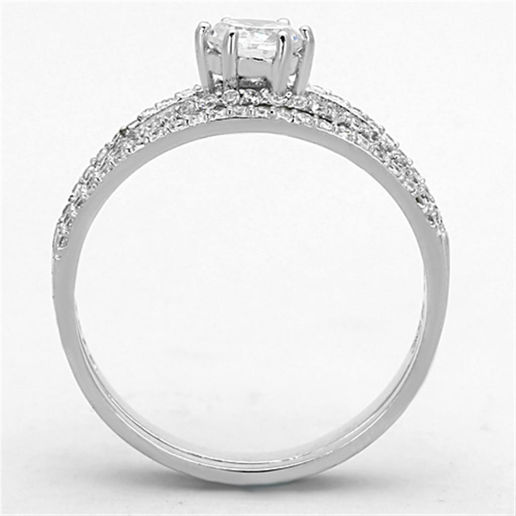 Women's Rhodium 925 Sterling Silver Ring with AAA Grade CZ  in Clear
