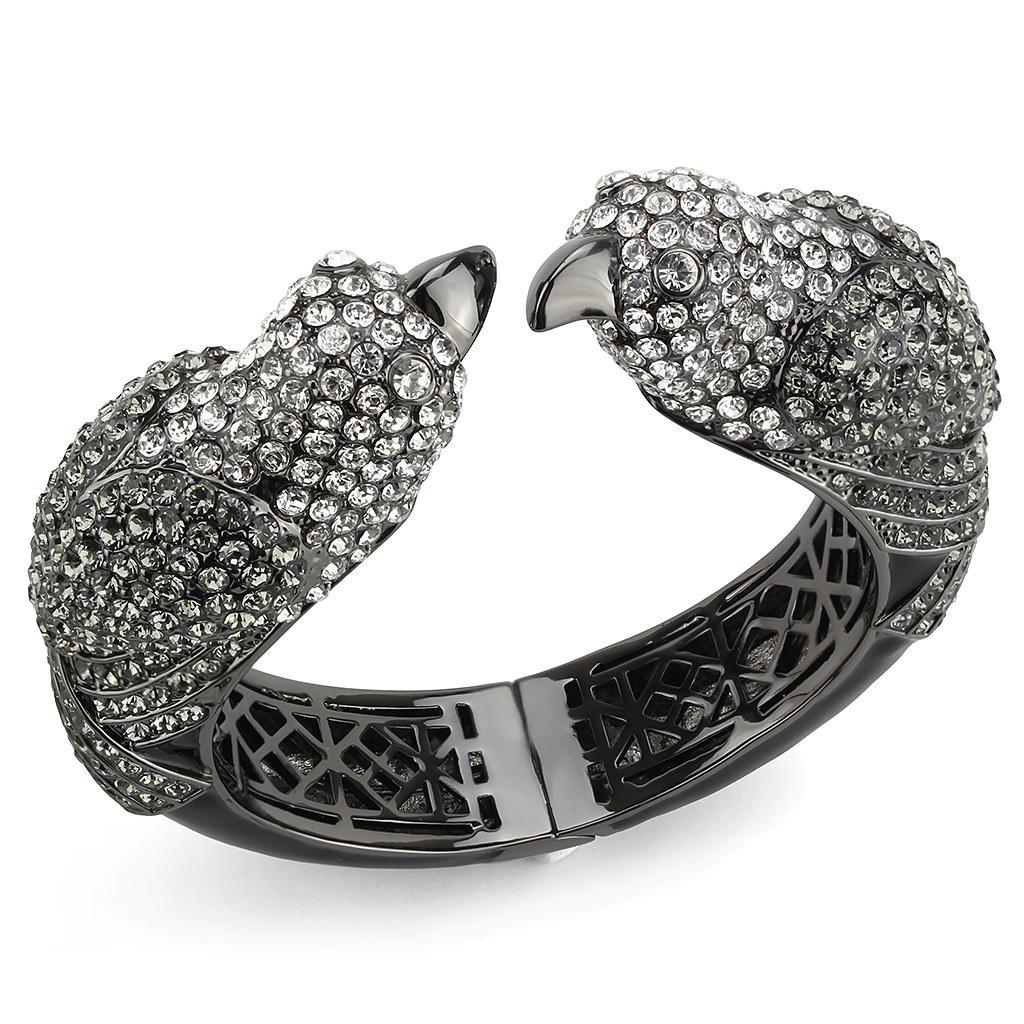 Ruthenium Brass Bangle with Top Grade Crystal  in Multi Color