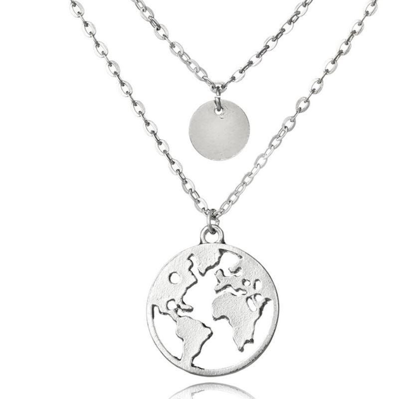 Women's World Map Necklace